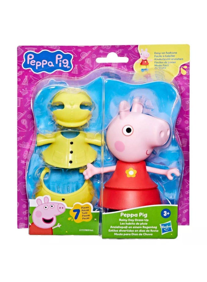 Peppa Pig Easy-on Fashions Peppa Pig Rainy Day Dress-up Playset (15.24 cm, 7 Pieces) - Image 1